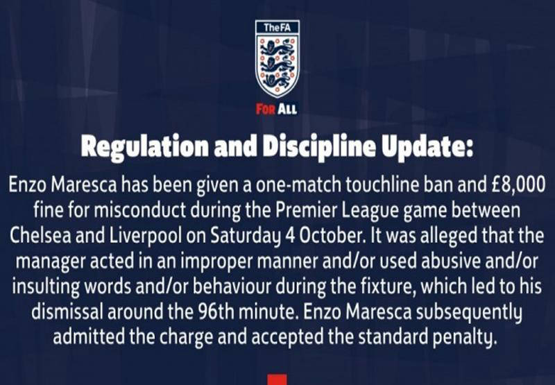 切尔西遭禁赛+罚款重创，马雷斯卡认错承担责任